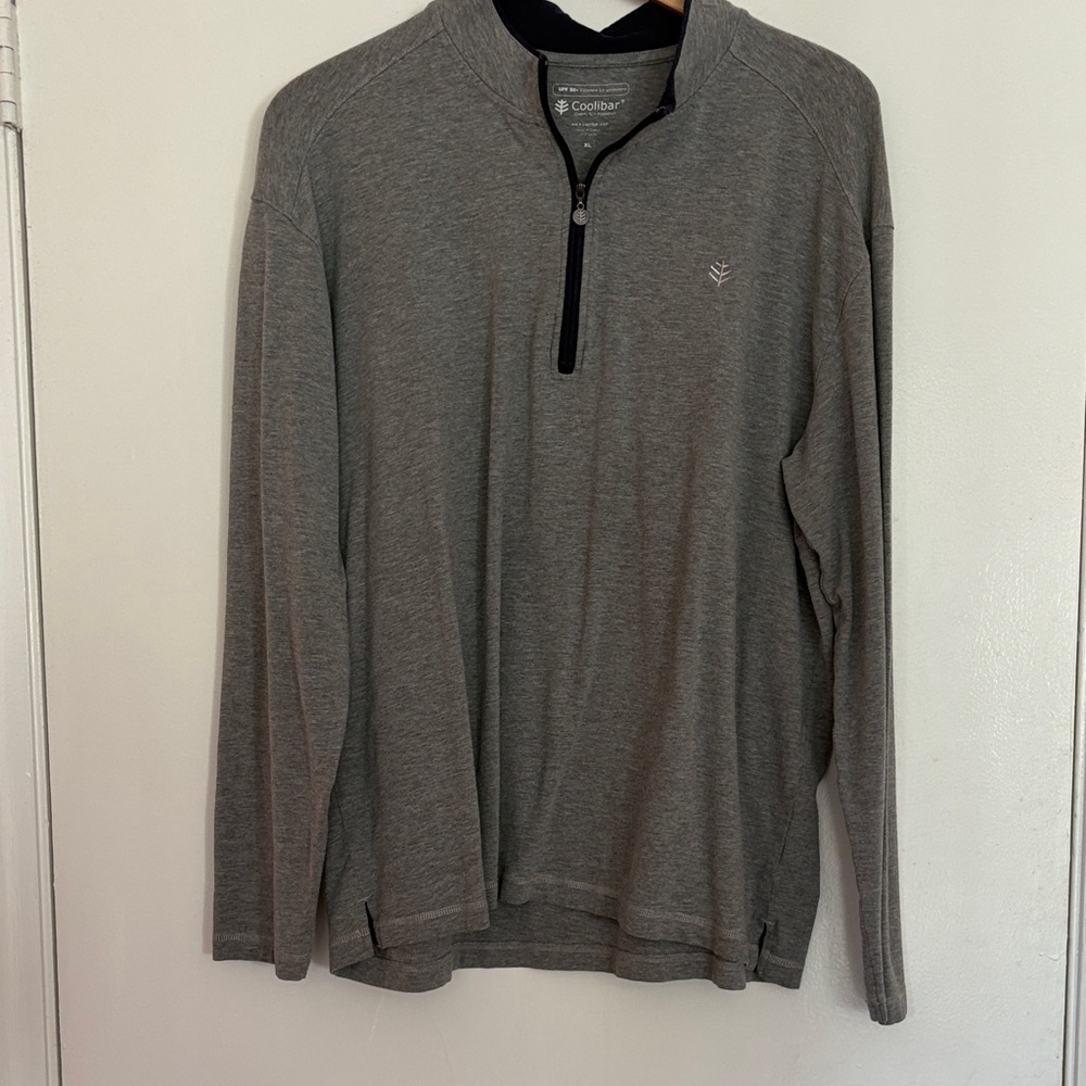 Coolibar Charcoal Quarter-Zip Pullover UPF 50+ sunprotectio